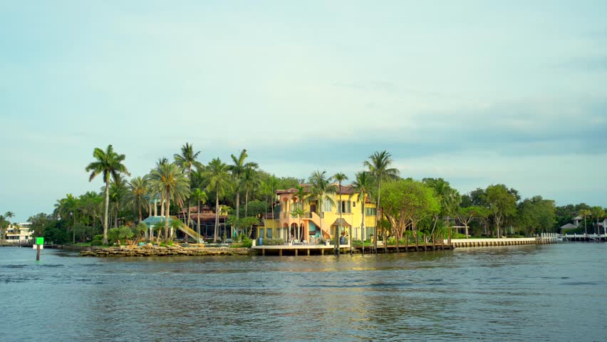 Fort Lauderdale waterfront mansions. 4k background video