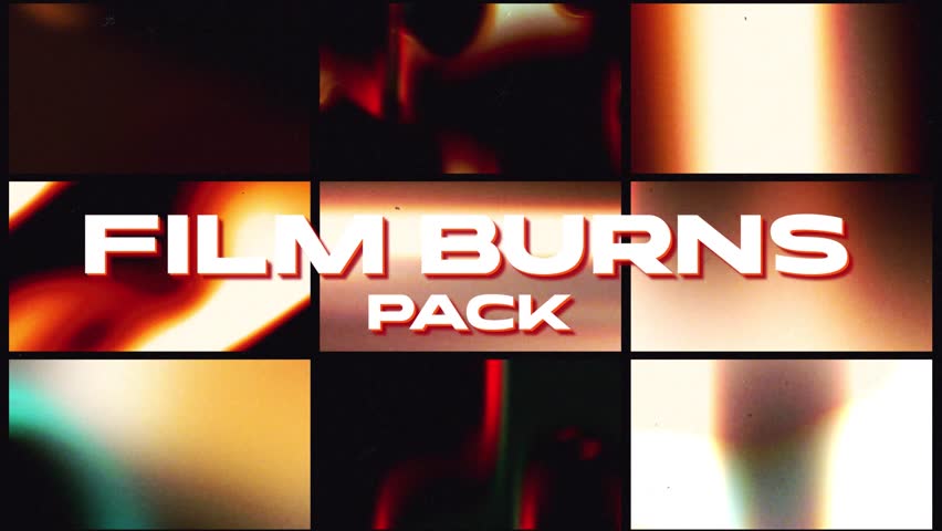 Vintage film burn overlays with warm light leaks and realistic dust particles. 9 clips in 1 pack. Creates an authentic retro vibe for intros, music videos, or transitions