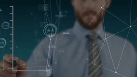 Professional reaching forward drawing red trend line on clear UI animating charts for analytics. Business, technology, data, innovation, futuristic, analytics, visualization - Powered by Shutterstock - Get 15% off with code: PIKWIZARD15