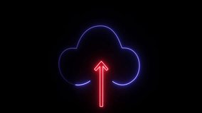 neon-style cloud with an upward-pointing arrow, which likely represents cloud data storage, upload, or cloud-based services. - Powered by Shutterstock - Get 15% off with code: PIKWIZARD15