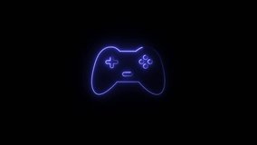 neon-style illustration of a video game controller, also known as a gamepad or joystick, with a glowing purple outline against a black background. 4k animation  - Powered by Shutterstock - Get 15% off with code: PIKWIZARD15