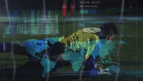 Finance charts appearing on net striker running striking currency values updating goalkeeper diving. Sports, analytics, strategy, competition, excitement, digital, visualization - Powered by Shutterstock - Get 15% off with code: PIKWIZARD15