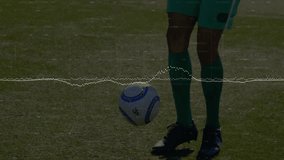 Soccer player initiating tap and juggling while practicing control with animated spin metrics. Athletic, training, motion, vibrant, endurance, agility, focus - Powered by Shutterstock - Get 15% off with code: PIKWIZARD15