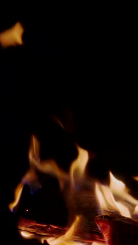 Fire burns in the night, slow motion 250fps