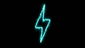 Burning blue flame lightning shape on black background,  flash icon flash sale animation lightning flash neon icon flash, - Powered by Shutterstock - Get 15% off with code: PIKWIZARD15
