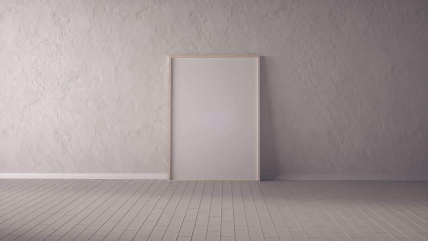 Blank Vertical Poster in Simple Room With Elegant Light and Shadows
