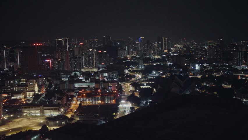 Georgetown penang malaysia skyline at night showing red rooftop