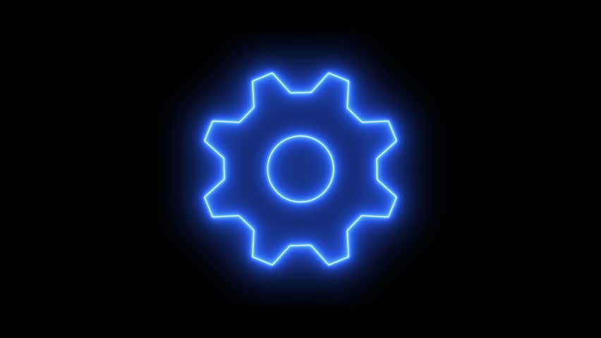 Gear rotating loop neon sign black background