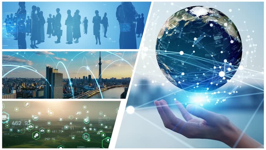 A collage video of various technology images