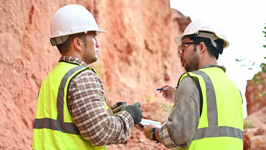 Expert geologists are analyzing layers of rocks that have been deposited for a long time to learn about past organisms and plants.