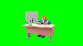 3D animation of Fiona, a modern woman working on a PC. Ideal green screen asset for business, office, tech, and productivity-themed content. - Powered by Shutterstock - Get 15% off with code: PIKWIZARD15