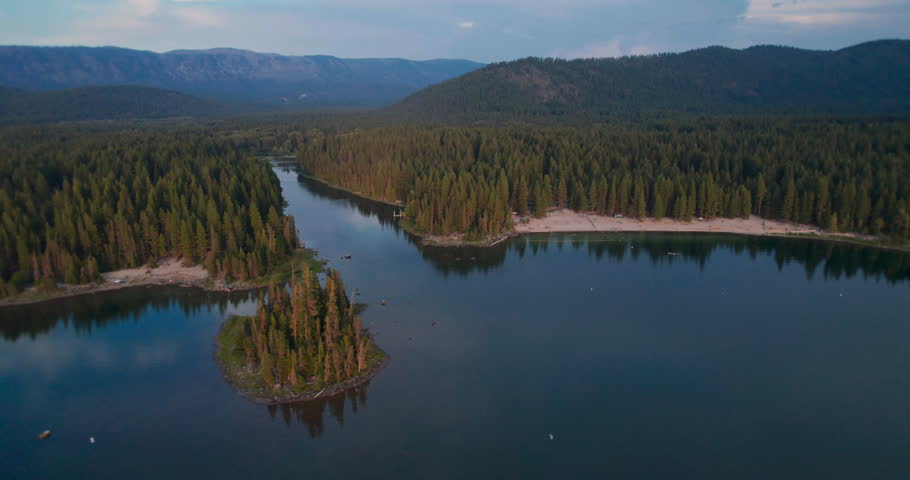 Lake Wenatchee Park Beach Aerial View in Washington State
