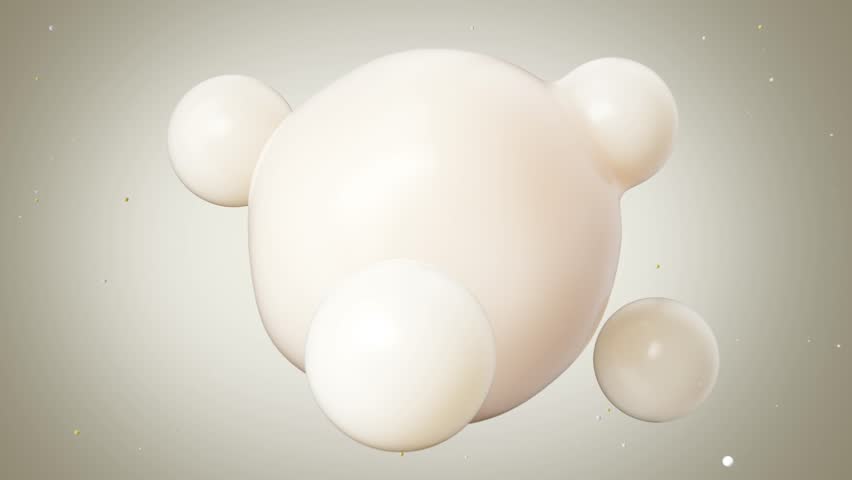 Milk molecules fusion, creamy white milk liquid bubbles, infant formula ingredients, DHA, calcium, milk and nutrient absorption, for dairy, cosmetics and foods containing milk, 3d animation.