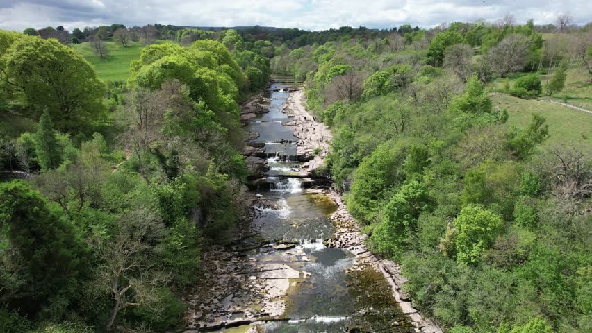 Aysgarth Falls drone clip 14