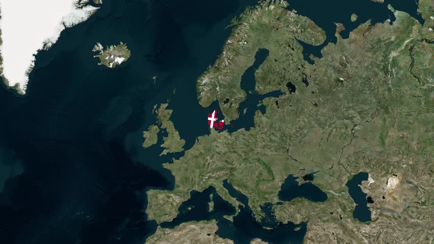 Denmark Country Map with National Flag Colors