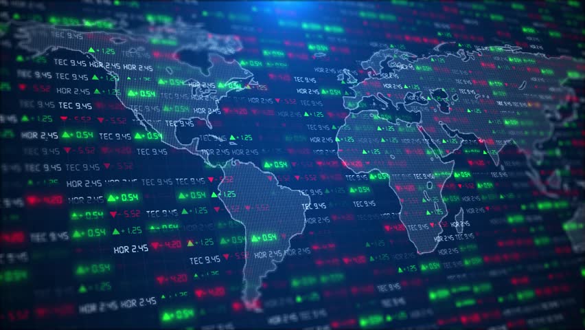 World map stock market crypto currency digital indicators, background Futuristic 3D graph chart analysis indicator graphic user interface, finance business investment big data digital technology AI