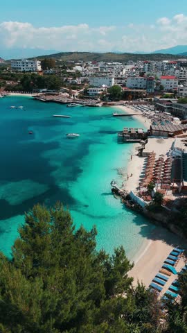 Aerial view of Ksamil Beach in Albania