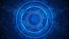 Futuristic HUD Head up display interface High-tech digital world map features data points, graphs, global network connections. Technology digital big data analytics, Technology. 3D Illustration - Powered by Shutterstock - Get 15% off with code: PIKWIZARD15