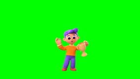3D animation of Luca, a cheerful boy, catching a trophy with excitement on green screen. Perfect for success, victory, or award-themed digital assets. - Powered by Shutterstock - Get 15% off with code: PIKWIZARD15