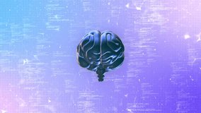 AI Text and Machine Learning Brains Animation, Futuristic human brain interface concept. Human brain plexus structure revolving skull scan circuit board. HUD digits orbiting around. 3D Illustration - Powered by Shutterstock - Get 15% off with code: PIKWIZARD15