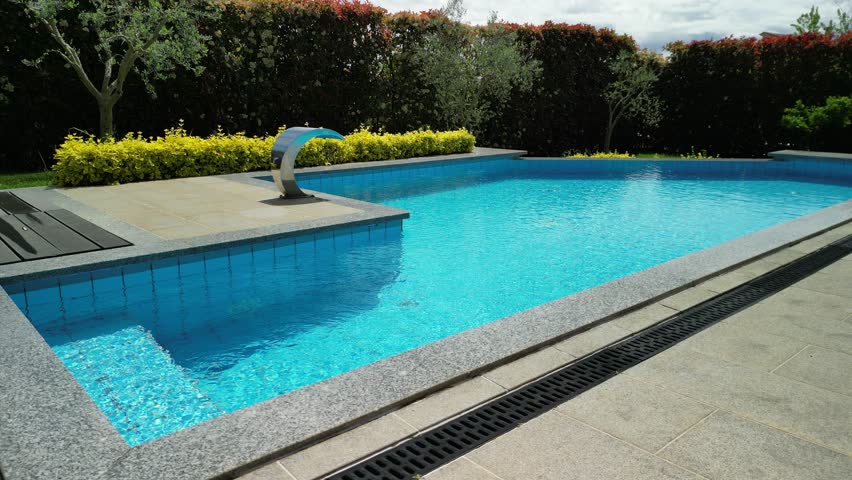 A closeup footage of a bubbling swimming pool in a tourist resort in Pula city, Croatia on a sunny day