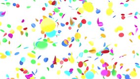 Confetti Explosion Multi-color on White Background, Alpha Channel 3d Animation. Bright Colors Confetti Particles Falling Isolated Illustration. Rainbow Circles Flowing Celebration Design Element 4k. - Powered by Shutterstock - Get 15% off with code: PIKWIZARD15