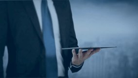 Business professional tapping tablet generating red hearts floating, clustering into portrait heart. Technology, connection, networking, innovation, communication, corporate, modern - Powered by Shutterstock - Get 15% off with code: PIKWIZARD15