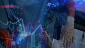 female medical worker beside patient bed starting animated charts and graphs showing health metrics. Medical, analytics, data, visualization, technology, healthcare, professionalism - Powered by Shutterstock - Get 15% off with code: PIKWIZARD15