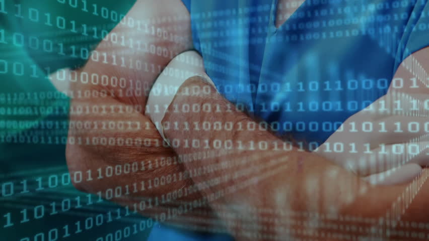 Senior surgeon and colleague both securing masks upon binary data intensifying monitoring metrics. Medical, healthcare, technology, innovation, professionalism, diagnostics, analysis - Powered by Shutterstock - Get 15% off with code: PIKWIZARD15