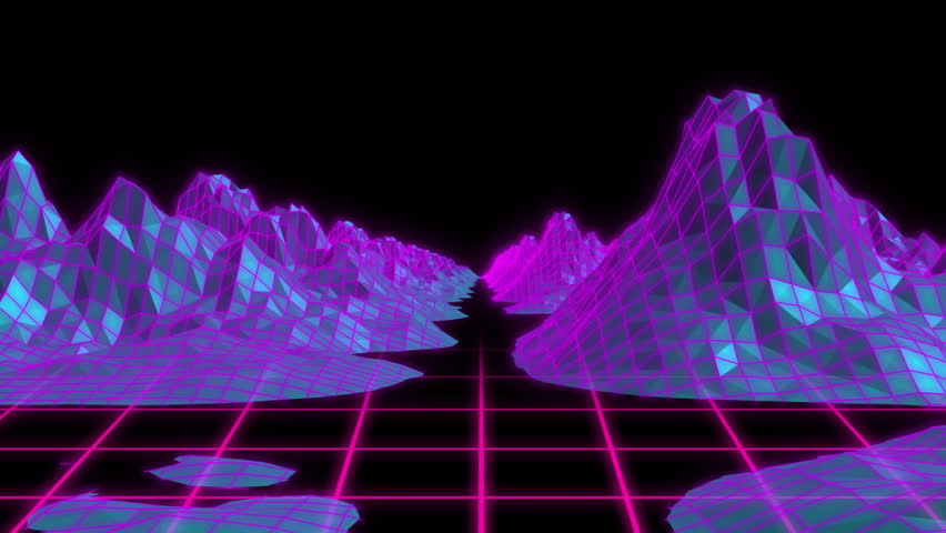 On launch START logo forming then neon triangles tracing, rotating for branding in retro grid. Futuristic, digital, geometric, vibrant, immersive, dynamic, tech-inspired