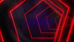 Starting starfield pulsing pentagon tunnel while LEVEL UP text shifting gradient showing progress. Futuristic, digital, neon, abstract, technology, innovation, virtual - Powered by Shutterstock - Get 15% off with code: PIKWIZARD15