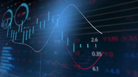 Market chart visualizing white or red curves drifting bars rising purple diagrams fading flare pulsing. Abstract, data visualization, futuristic, dynamic, analytical, technology, digital - Powered by Shutterstock - Get 15% off with code: PIKWIZARD15