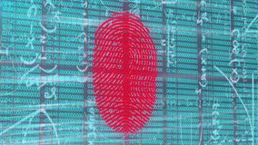 Upon code matrix appearing, digital fingerprint shifting colors scanning lines extracting identity. Biometrics, cybersecurity, data analytics, digital interface, futuristic, technology, security - Powered by Shutterstock - Get 15% off with code: PIKWIZARD15