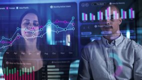 Financial Business Dashboard Hologram In Office. Analyst Looking At Data - Powered by Shutterstock - Get 15% off with code: PIKWIZARD15