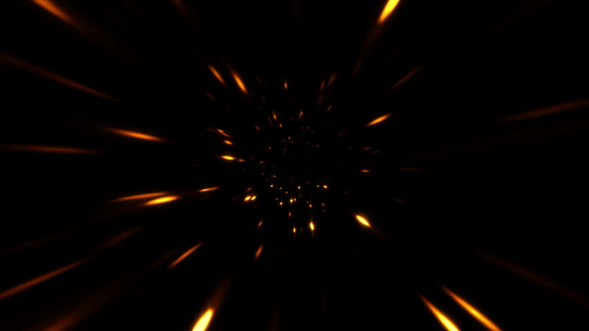 Abstract VJloop gold particles hyper space warp Flight in futuristic sci-fi virtual reality tunnel background. 4K 3D Loop colorful Sci-Fi space travel background concept. Abstract science teleportatio