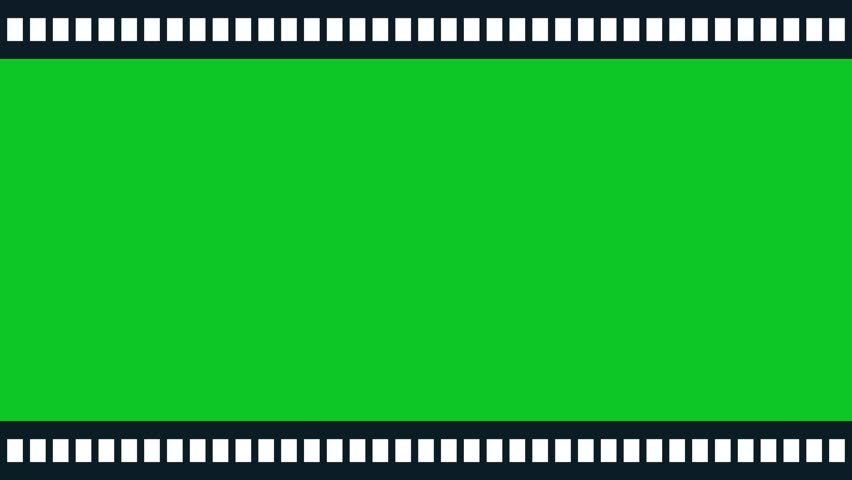Animated film strip running left to right on a green screen background