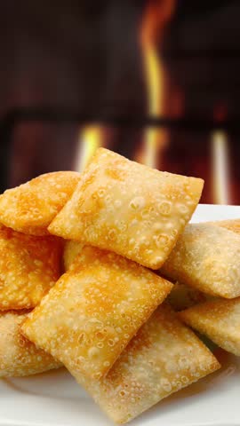 Brazilian snack, chicken coxinha, pastel, dumpling, esfirra, sausage roll, pie, empadinha