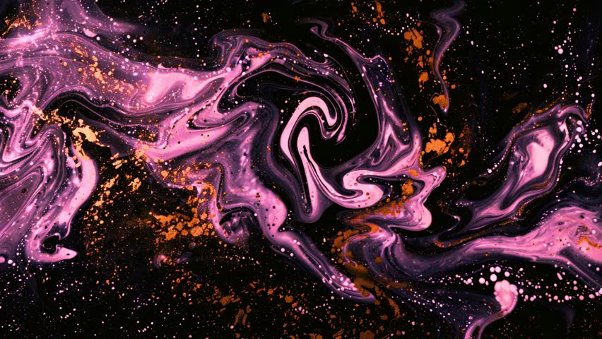 Abstract Pink Gold Swirls Fluid Art Galaxy Nebula Cosmic Painting Design Texture Background