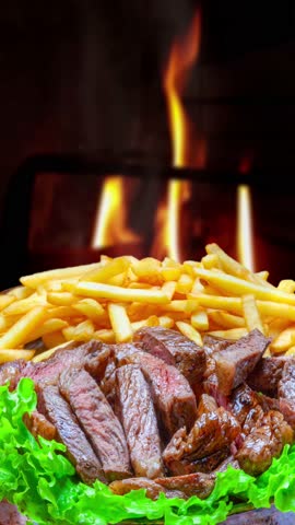 Sliced ​​picanha with fries food
