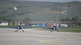 aerobatic planes on runway