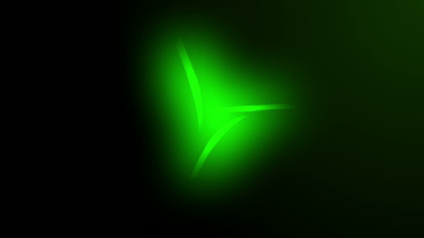 The dark background. Glowing green lines fly and create space for the logo