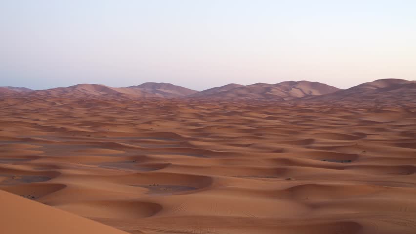 Panoramic Panning Shot of the Sahara Desert Landscape
