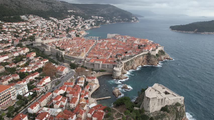 Stunning aerial view of Dubrovnik showcasing historic architecture and coastal beauty during midday
