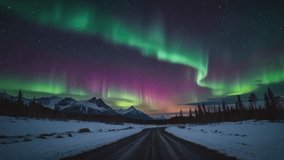 a stunning winter night view where the spectacular aurora borealis lights up the sky above the snowy landscape. - Powered by Shutterstock - Get 15% off with code: PIKWIZARD15