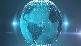 Dark blue space opening wireframe globe appearing clock hands rotating arc growing showing time. Futuristic, digital, technology, innovation, network, visualization, abstract - Powered by Shutterstock - Get 15% off with code: PIKWIZARD15