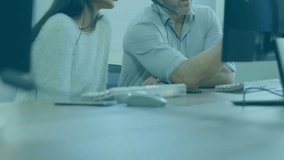 Support trainee moving mouse activating charts while mentor pointing graphs guiding analysis. Collaboration, training, mentoring, data analysis, teamwork, modern office, professional - Powered by Shutterstock - Get 15% off with code: PIKWIZARD15