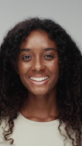 Portraits of People Women Looking at Camera in Studio Footage. Individuality and Multi Nationality of Many Multiethnic Female in Good Mood Happy Smiling Close-up. Multiracial International Generations