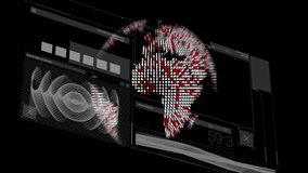 Futuristic interface starting rotating digital globe and animating charts showing signal trends. Futuristic, data visualization, technology, digital interface, analytics, innovation, interface design - Powered by Shutterstock - Get 15% off with code: PIKWIZARD15