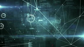 Pulsing node 52.4 driving mesh growth on plane, connecting nodes and green icons with code streams. Technology, data, network, digital, innovation, cyber, connectivity - Powered by Shutterstock - Get 15% off with code: PIKWIZARD15