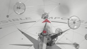 On start 3D compass rotating, spheres drifting and pointer aligning toward possible showing change. Futuristic, innovation, technology, progress, motivation, digital, abstract - Powered by Shutterstock - Get 15% off with code: PIKWIZARD15